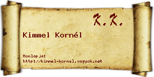Kimmel Kornél névjegykártya